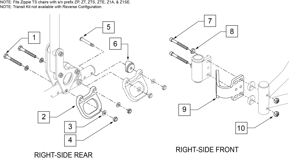 Transit Kit Zippie Ts parts diagram