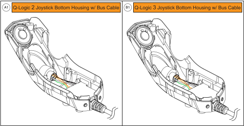 Q-logic 2 &3 Joystick Bottom Housing W/bus Cable parts diagram