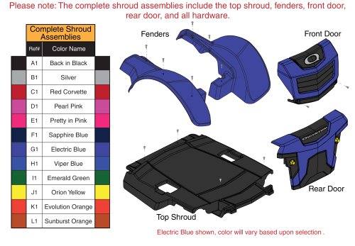 Complete Shroud Assy Matrix, Q1450 parts diagram