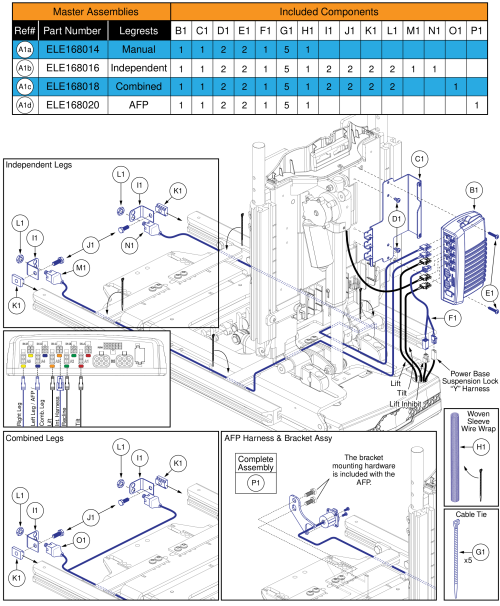 Ql3 Aam, Tb3 Lift, Tilt, & Recline W/ Ilevel (q6 Edge Series, Stretto, R-trak) parts diagram