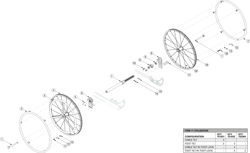 Focus Cr One Arm Drive Quick Release - Poly Coated Drive Handrim parts diagram