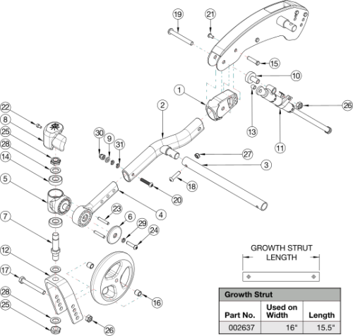 Flip For Leckey Caster Arm parts diagram