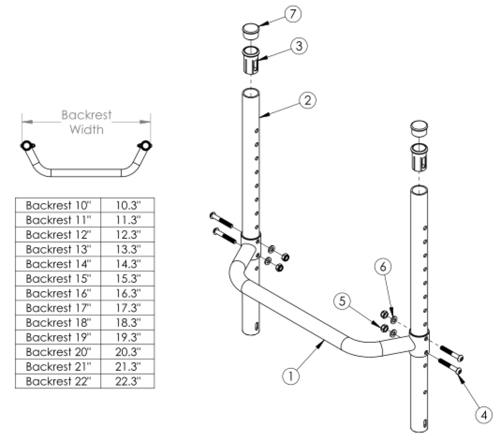 (discontinued 1) Rogue Fixed Height Backrest With Adjustable Height Rigidizer Bar parts diagram