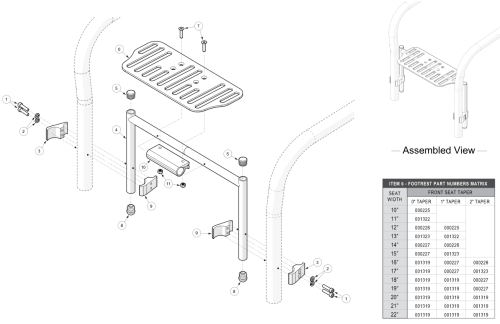 Rigid High Mount Angle Adjustable Footrest parts diagram