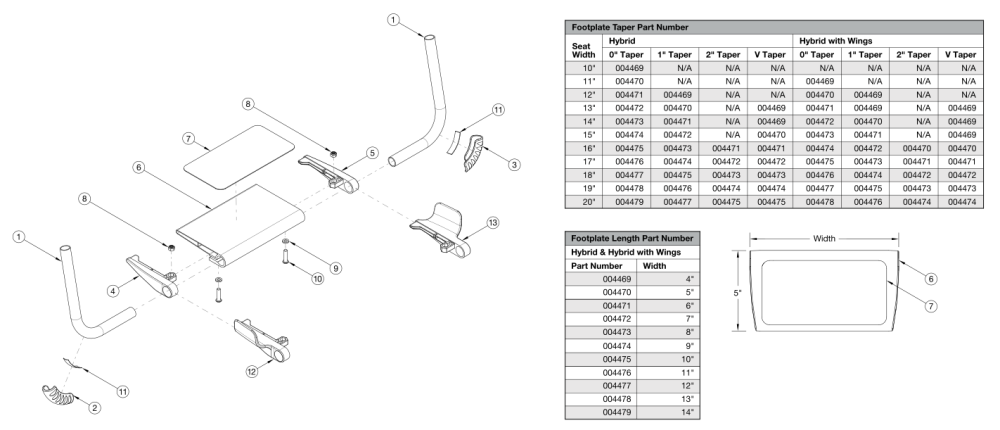 Rogue2 / Rogue Xp Footrest - Hybrid Angle Adjustable parts diagram
