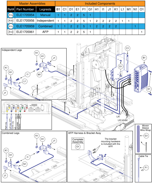 Ql3 Aam, Tb3 Lift & Recline (4front Series) parts diagram