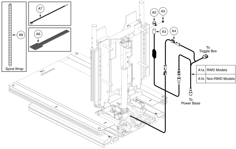 Tilt Thru Toggle, Manual Recline, Tb3 Q-logic/ne+ parts diagram