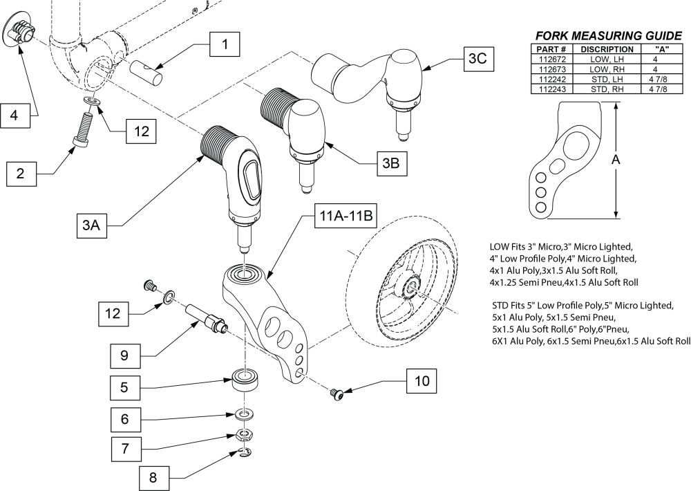 Qs5 X Single Side Fork Assembly parts diagram