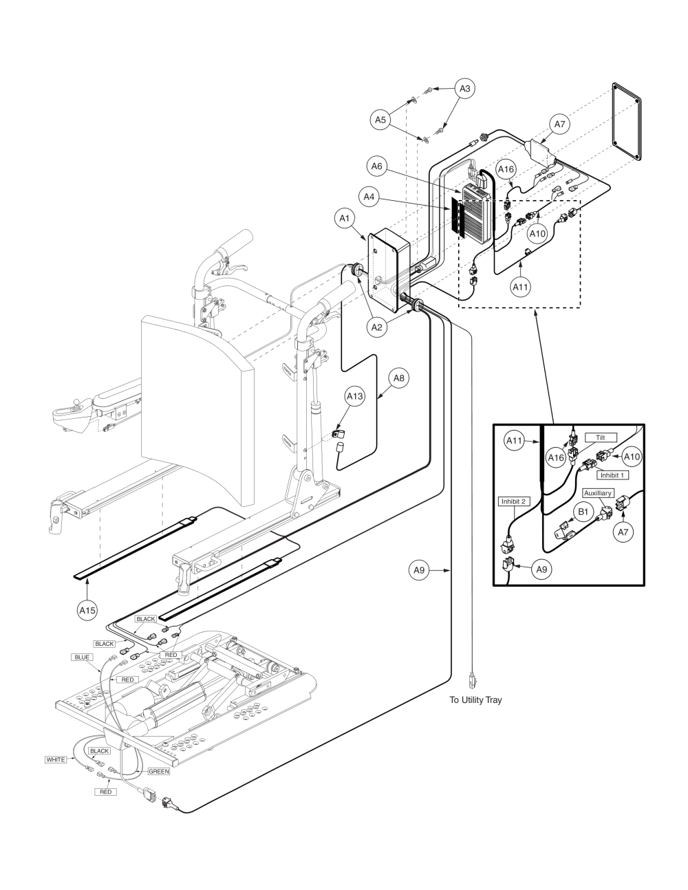 Tb1 Tilt, Dynamic Tilt Thru Joystick W/ Manual Recline parts diagram