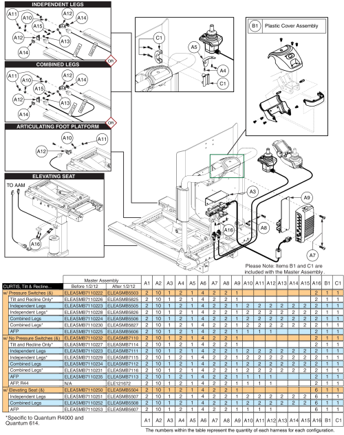 Tb2 Tilt And Recline, Aam, Hardware parts diagram