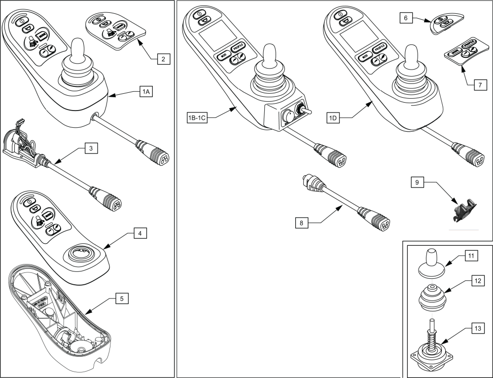 R Net Remote Joysticks parts diagram