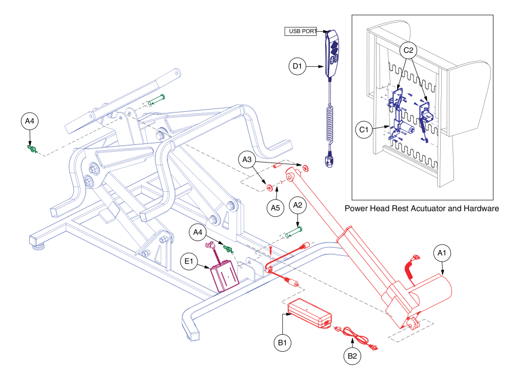 Motor,assy,lift Chair,aurora Zoned Heat,power Headrest parts diagram