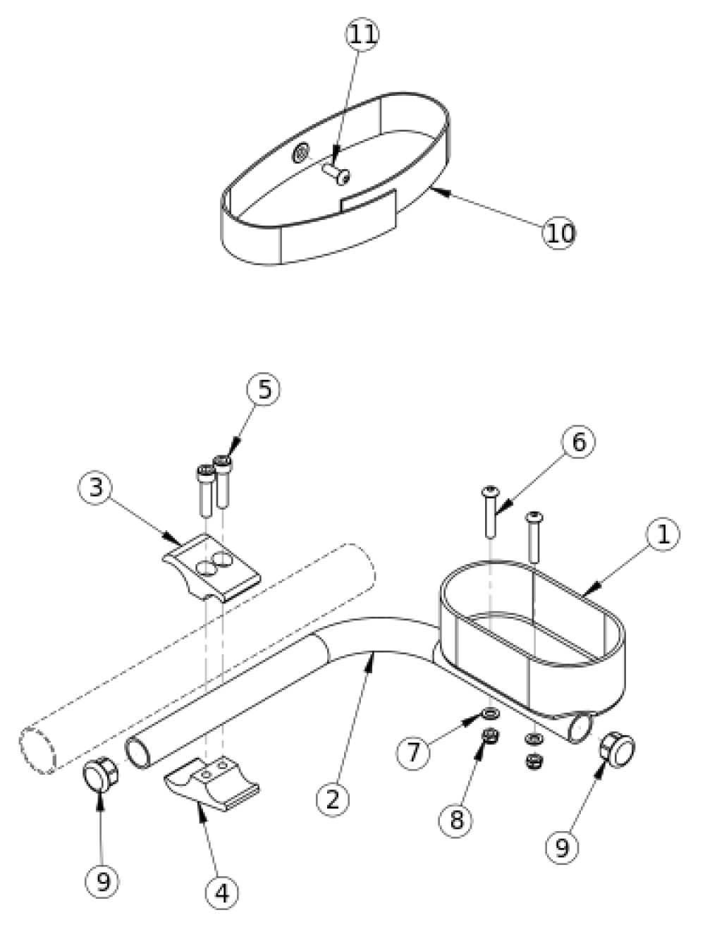 Rigid Cane And Crutch Holder parts diagram