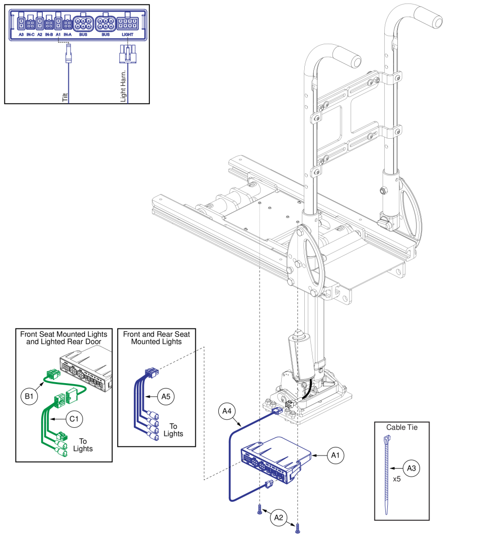 Ql3 Am3l W/ Pediatric Tilt - Stretto W/ Tb Flex Seating parts diagram