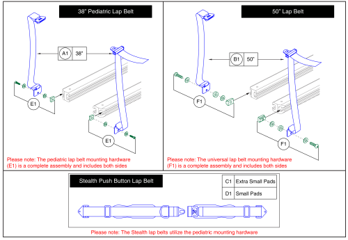 Lap Belt Assy's - Kozmo Pediatric Seat parts diagram