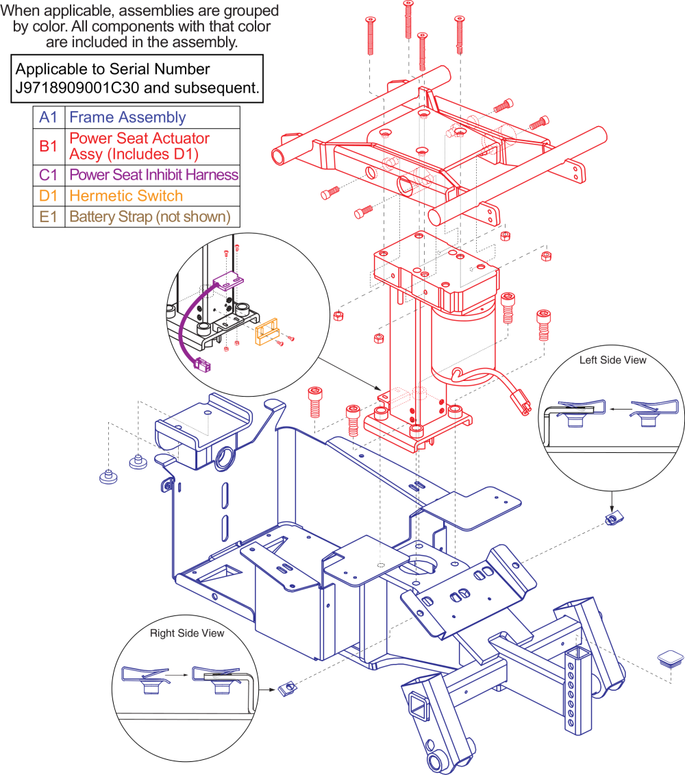 Used W/ Pwr. Elevating Seat parts diagram