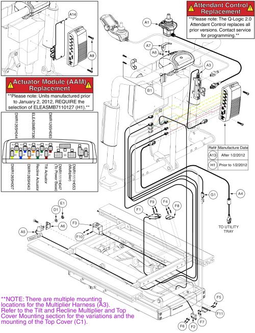 Q-logic W/ Afp Electronics, Tb2 Lift, Tilt And Recline (config #47) parts diagram