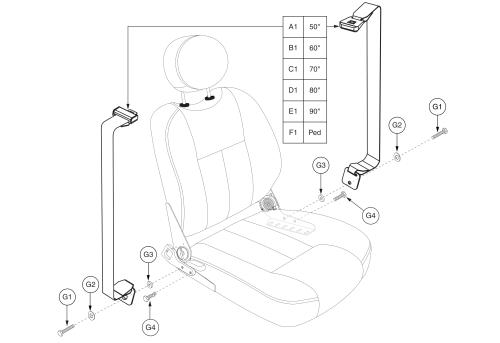 Lap Belt Assembly - 115° Ltd Recline parts diagram