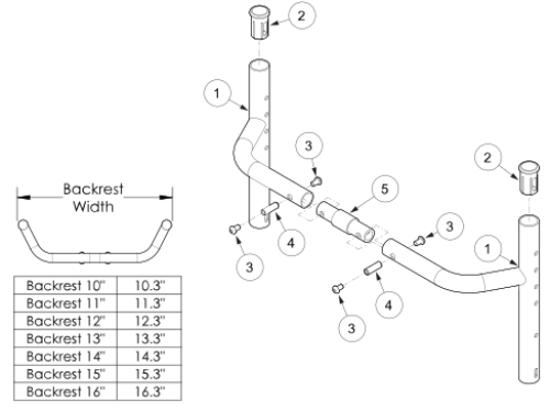 Little Wave Xp Adjustable Height Backrest With Non-adjustable Rigidizer Bar parts diagram