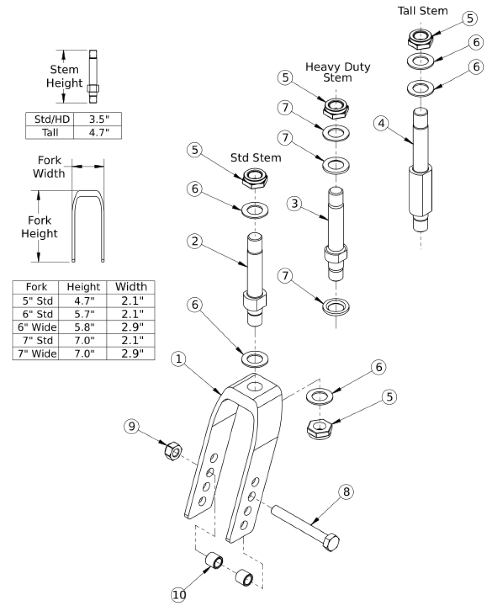 Discontinued Focus Cr Caster Forks And Stems parts diagram