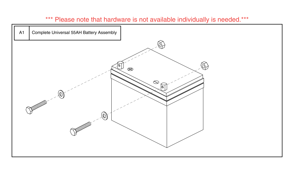 55 Amp Universal, Nf-22, Agm, Battery Assy parts diagram