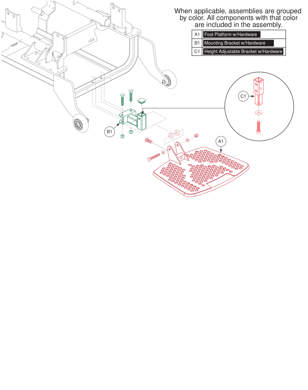 Foot Platform Assembly, Elite Hd parts diagram