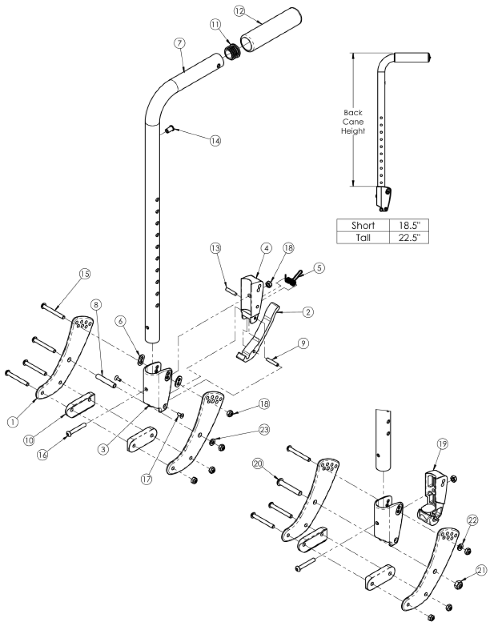 (discontinued 2) Focus Cr Stroller Handle Backrest parts diagram