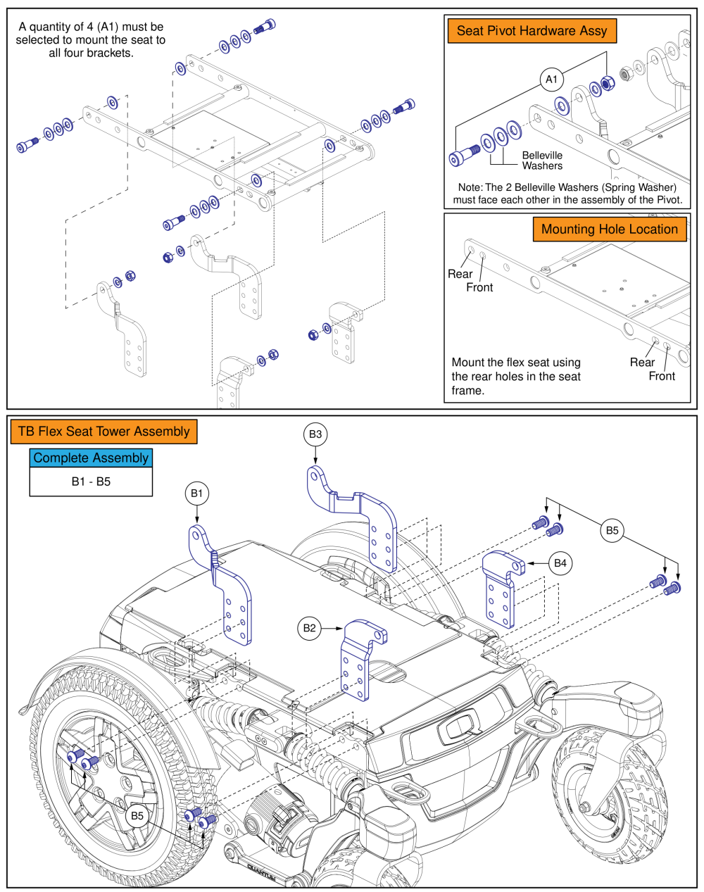 Tb Flex Static Seat Interface, R-trak parts diagram