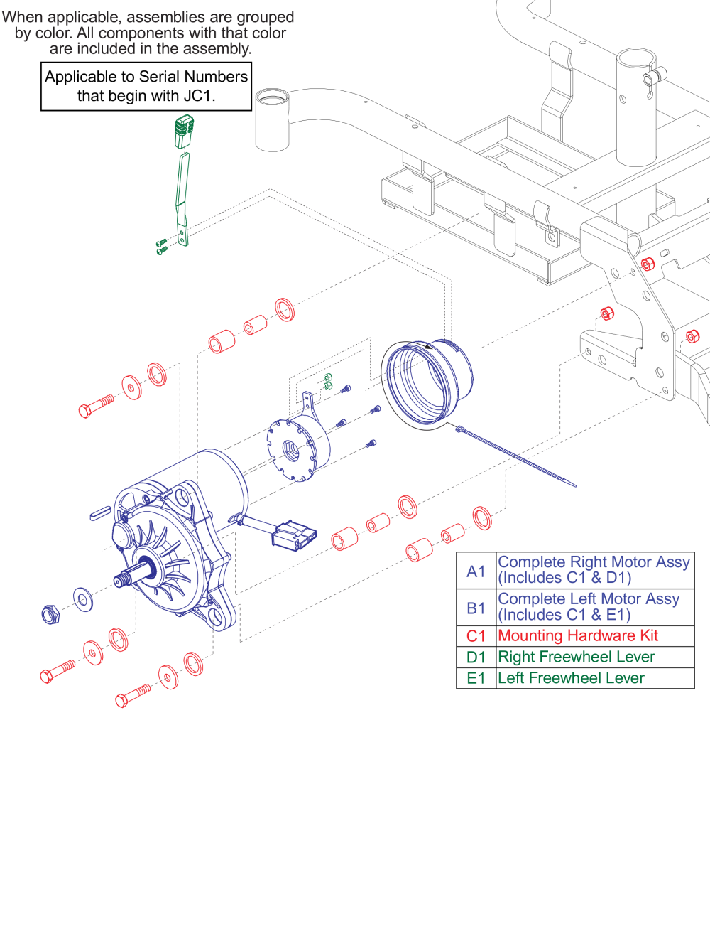 Motor Assembly.  Applicable To Serial Numbersthat Begin With Jc1. parts diagram