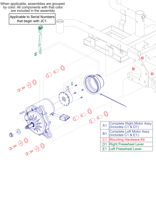 Motor Assembly.  Applicable To Serial Numbersthat Begin With Jc1. parts diagram