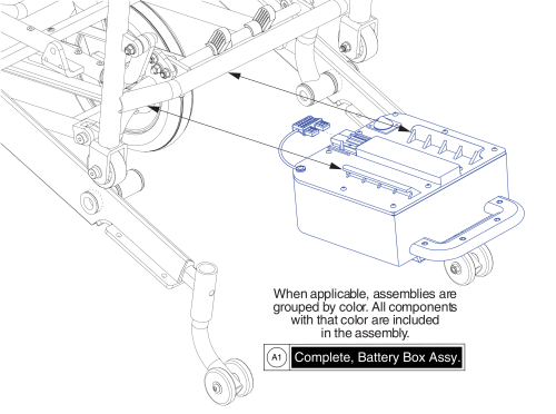 Travel Battery Box Assy, Jazzy Passport / I-go+ parts diagram