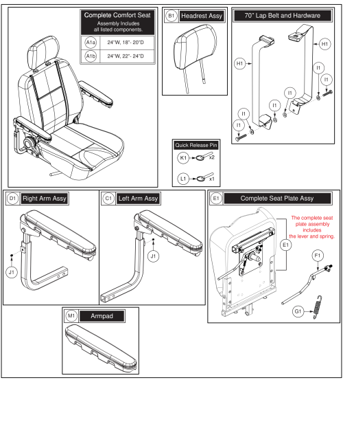 Hd Captain Seat Assembly, Hi-back, 115°, 18 To 24w, W/pride Logo parts diagram