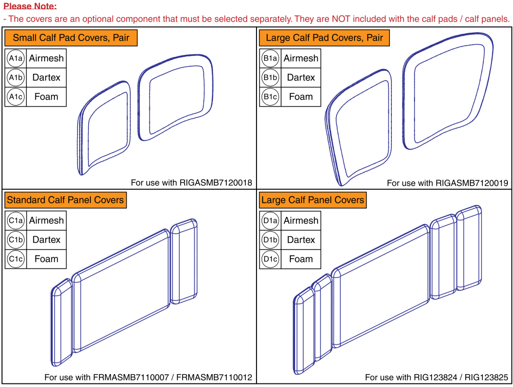 Afp / Center Mount Calf Pad & Calf Panel Covers parts diagram