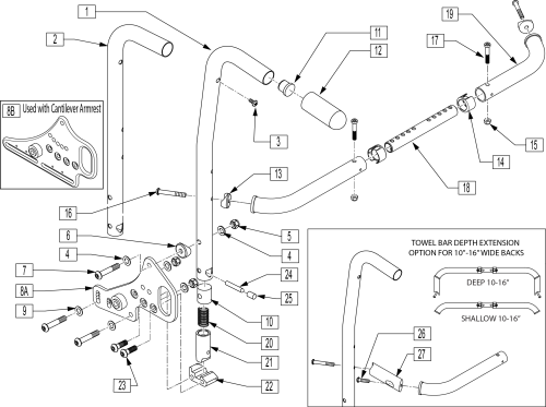 Folding Backrest Zm310 parts diagram