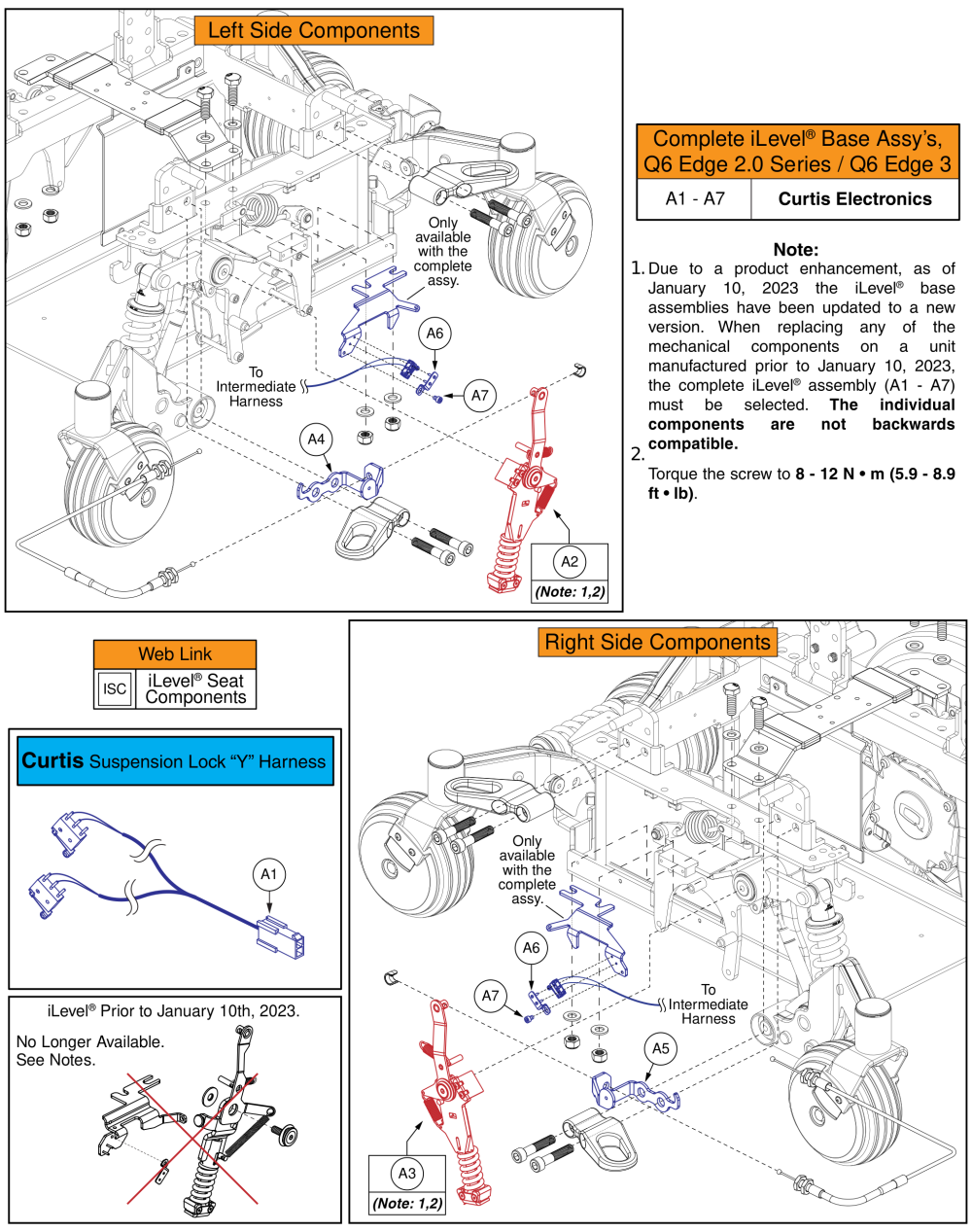 Ilevel Base Components With Base Mounted Lights, Q6 Edge 2.0/3 parts diagram