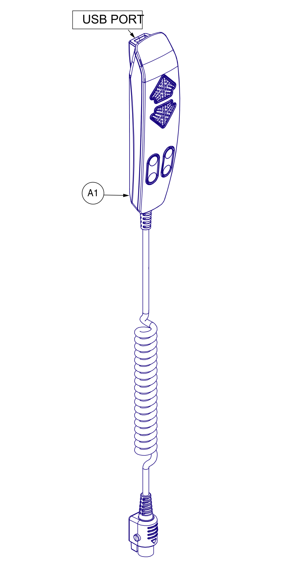 Hand Control, Assembly, Gentherm, No Logo, W/hardware parts diagram