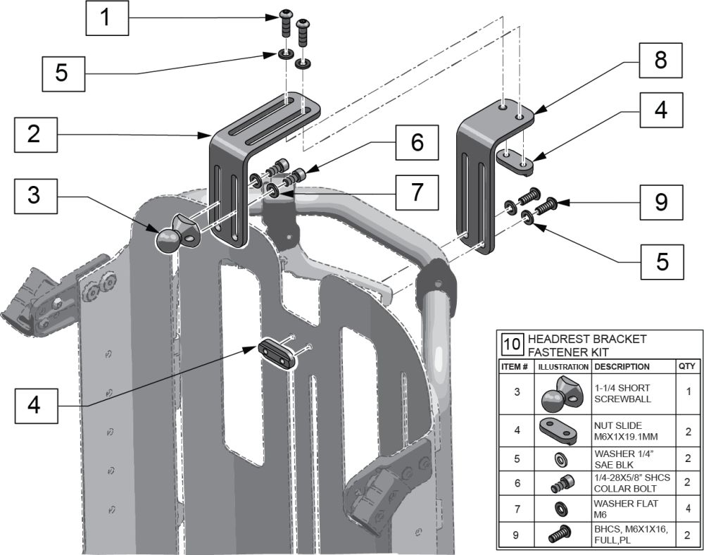 Headrest Bracket parts diagram