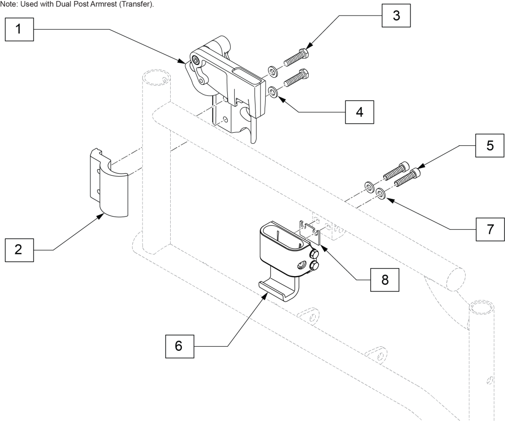 Flip Back Dual Post Armrest Receiver parts diagram