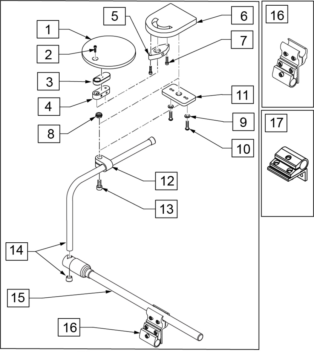 Microseries Joysticks Midline With Handtray Mounting Hardware parts diagram