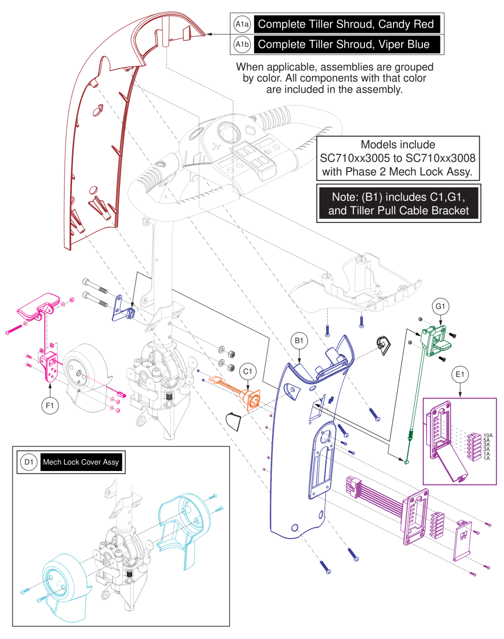 Phase 2 Shroud Mech Lock Assy parts diagram