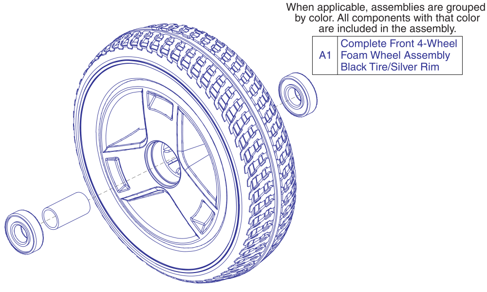 Front Wheel Assy, 4 Wheel, Gogo Sport parts diagram