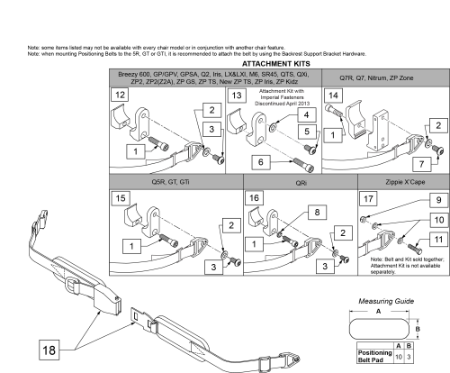 Aircraft Buckle Positioning Belts & Attachment Kits parts diagram
