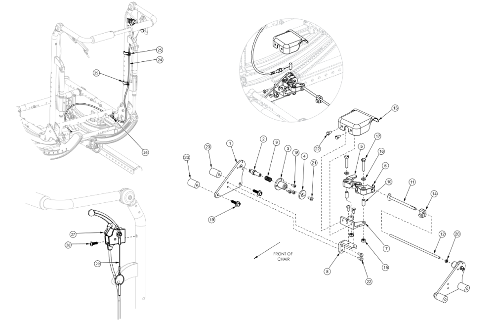 Focus Cr Hand Tilt Mechanism Reclining Back parts diagram