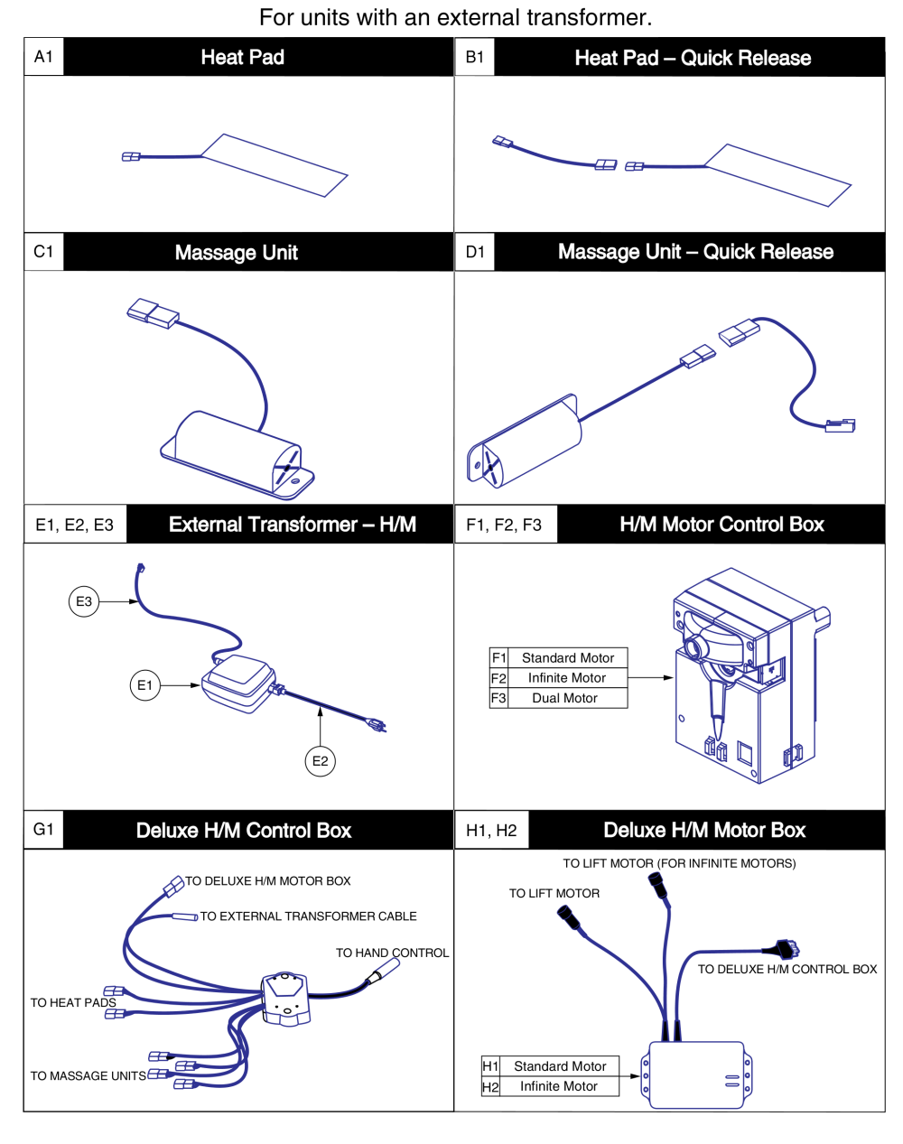Hand Control, Deluxe Heat And Massage parts diagram