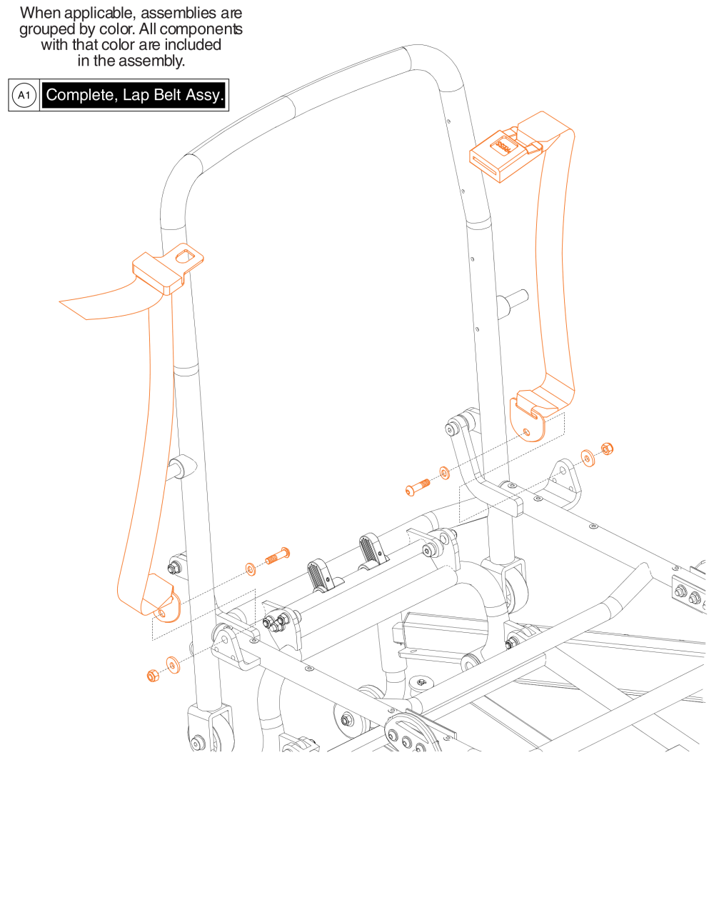 Lap Belt Assy, Jazzy Passport / I-go+ parts diagram