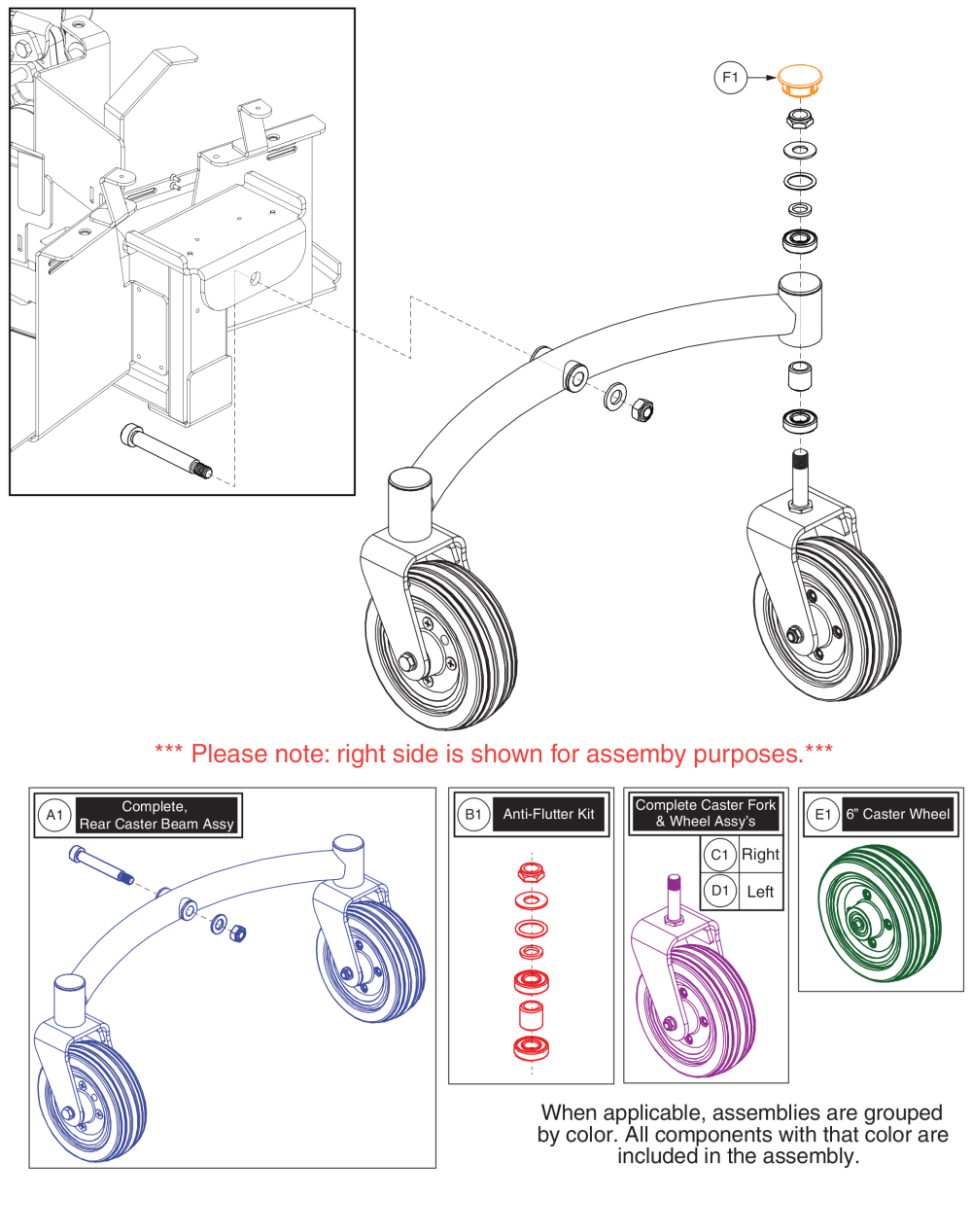 Rear Articulating Beam, Jazzy Select 6 2.0 parts diagram