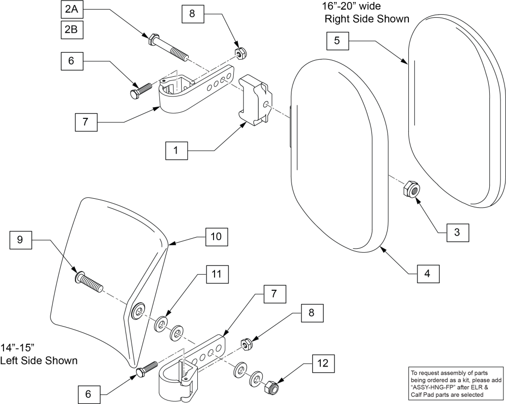 Elr & Alr Calf Pads parts diagram