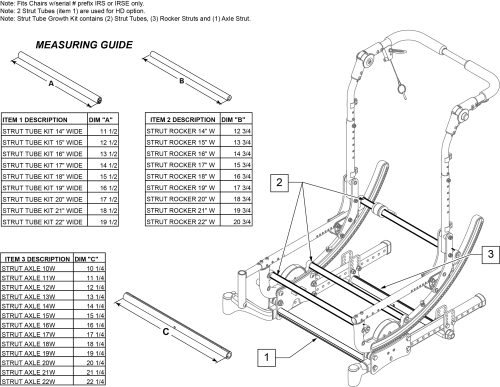 Strut Growth Kits Prior To S/n Irs-045100 & Irse-057300 parts diagram