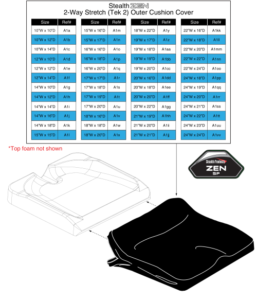 Outer Cover, 2-way Stretch (tek 2), Stealth Zen parts diagram