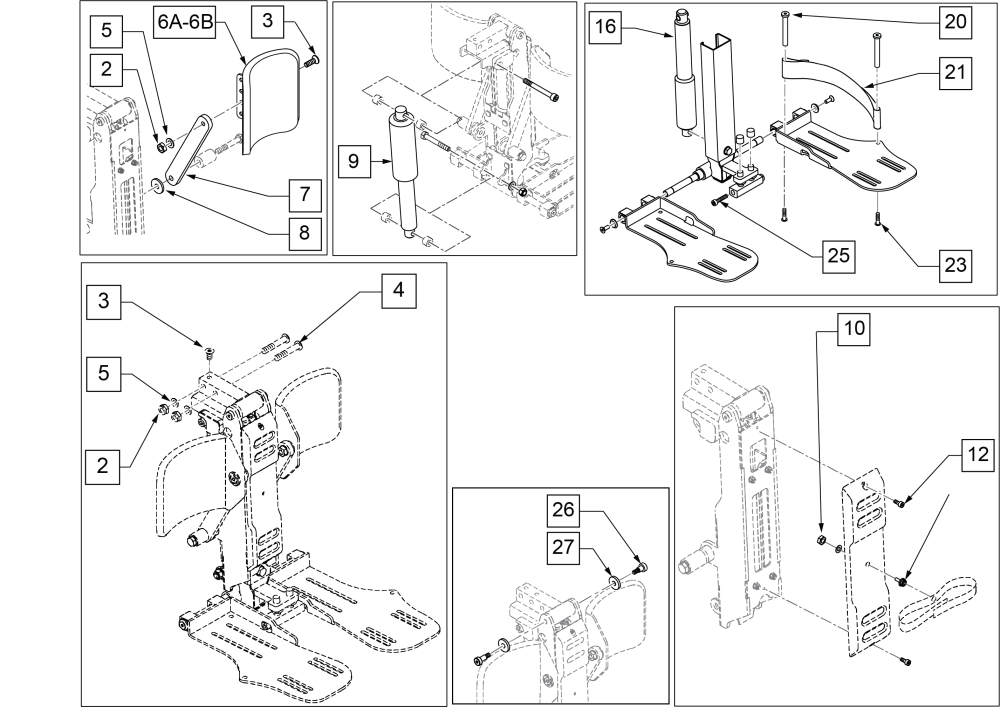 Power Center Mount Elr(rehab/recline Seat-angle Adj Footplates) parts diagram